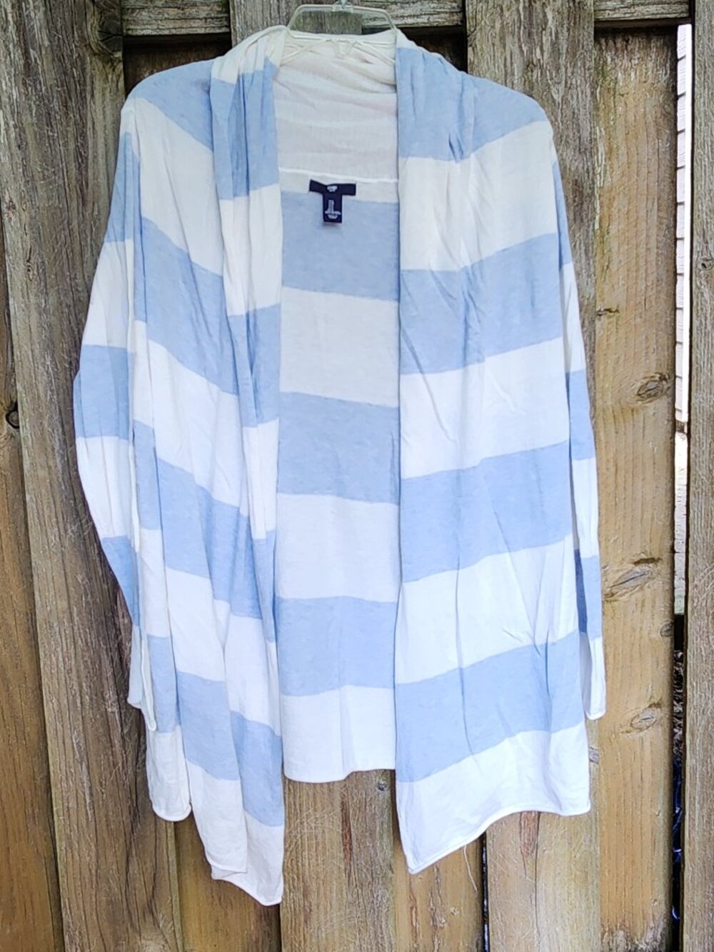 Gap Large Open Front Blue & White coastal sweater